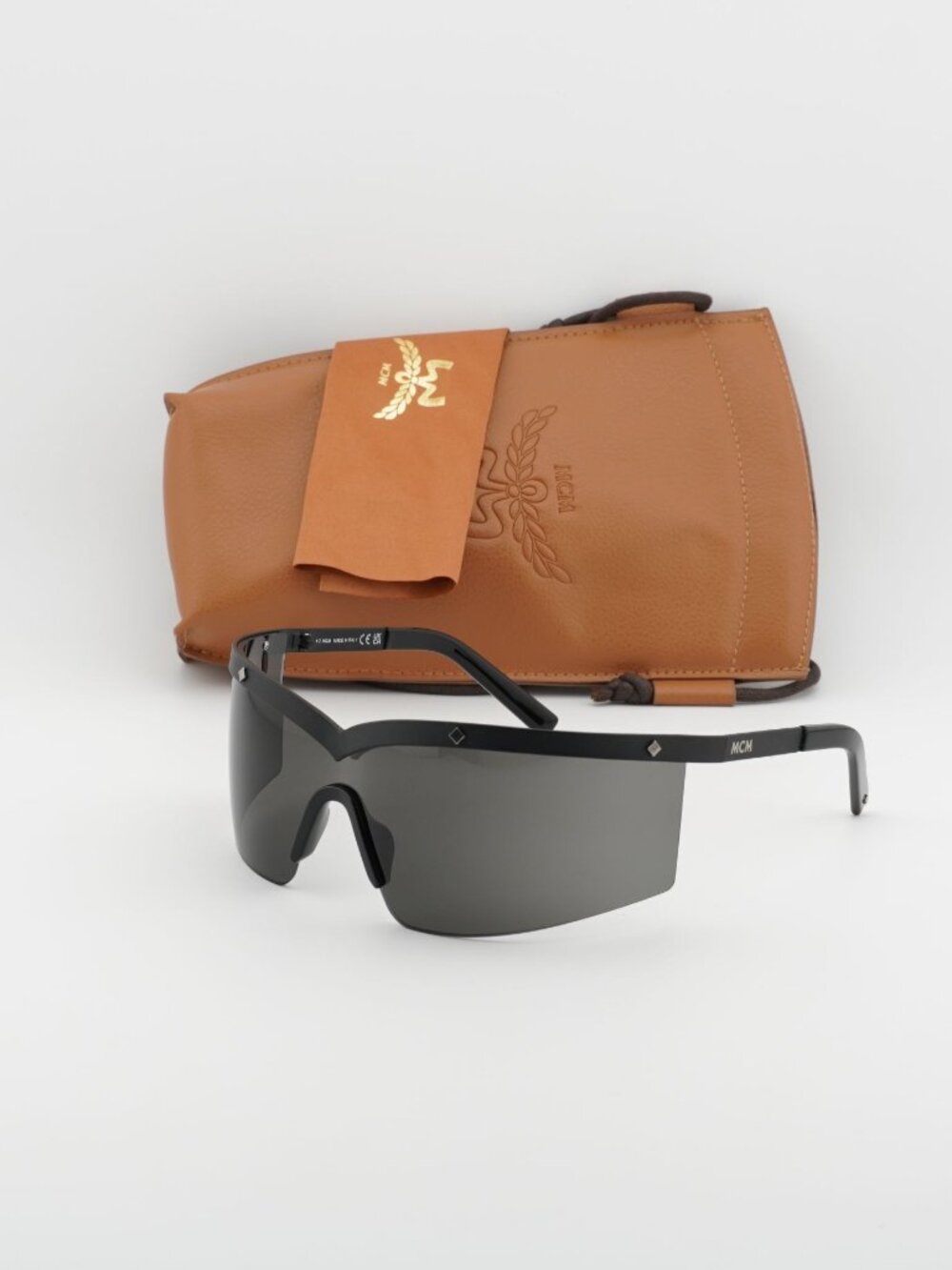 MCM MW0016 02A Shield Sunglasses – Black / Smoke